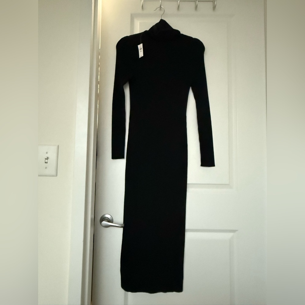 Gap black ribbed turtleneck dress - Picture 3 of 6